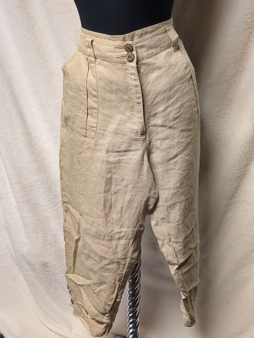 Citron Natural Beige High-Rise Linen Chinos